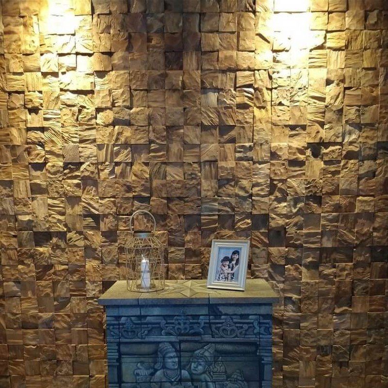 Teak Root Cube 3D teak wall cladding